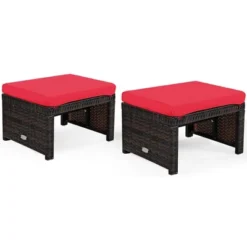 Costway 2PCS Patio Rattan Ottoman Cushioned Seat Foot Rest Furniture TurquoiseRedWhite -Outdoor Deals Garden Store GUEST 8cf89996 a4c0 4b3e 8a79 3400ff910903