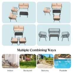 Costway 4PCS Patio Furniture Set Cushioned Sofa Loveseat Armrest Table Garden -Outdoor Deals Garden Store GUEST 8cfcba14 139e 47a3 8598 c8e9e0669ad7
