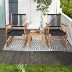 Costway 3pcs Patio Acacia Wood Bistro Table Rocking Chair Set All-Weather Rope Outdoor 16 Costway 3pcs Patio Acacia Wood Bistro Table Rocking Chair Set All-Weather Rope Outdoor -Outdoor Deals Garden Store GUEST 8d61b901 2ebe 4183 b6e8 fef7d30accdd