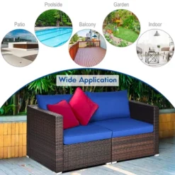 Costway 4PCS Patio Rattan Corner Sofa Sectional Furniture Set Navy Cushion -Outdoor Deals Garden Store GUEST 8dfa71e9 3077 4bfa bf0f a13d8a67a683 1