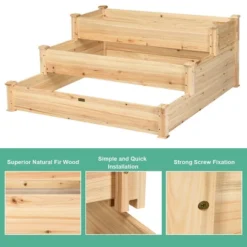 Costway 3 Tier Wooden Raised Garden Bed Planter Kit Outdoor Grow Flower Vegetables -Outdoor Deals Garden Store GUEST 8e24a977 b8cc 4294 8b83 0de683a151f2