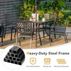 Costway 37'' Patio Square Dining Table Metal Slat W/1.57'' Umbrella Hole Garden -Outdoor Deals Garden Store GUEST 8e7f2412 554f 485e 8621 20dceaa77e07