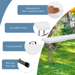 Costway 6 FT Portable Folding Bench Outdoor Picnic Bench 550 Lbs Limited For Dining -Outdoor Deals Garden Store GUEST 8e94c4e3 bc5f 4734 8496 c0024283d947