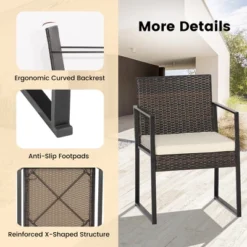 Costway 3pcs Patio Furniture Set Heavy Duty Cushioned Wicker Rattan Chairs Table -Outdoor Deals Garden Store GUEST 8e95c03b eb2c 4123 a5f0 92c51644d1b0