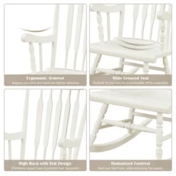 Costway Solid Wood Rocking Chair Porch Rocker Indoor Outdoor Seat Glossy Finish WhiteCoffee -Outdoor Deals Garden Store GUEST 8ec7ea26 e1c5 4819 9d4f 7ab9149e5b5a