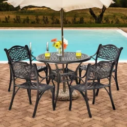 Costway 36'' Patio Round Dining Bistro Table Cast W/2'' Umbrella Hole 11 Costway 36'' Patio Round Dining Bistro Table Cast W/2'' Umbrella Hole -Outdoor Deals Garden Store GUEST 8f1f77b9 5272 45cd 847b 84650656f4d0