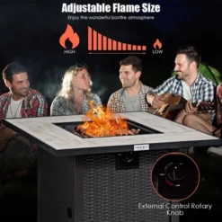 Costway 30'' Square Propane Gas Fire Pit Table Ceramic Tabletop 50,000 BTU With Cover -Outdoor Deals Garden Store GUEST 8f45869b 01b9 488d a550 7555cc728cda