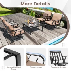 Costway 5pcs Patio Rocking Chairs 4-in-1 Fire Pit Table Heavy-Duty Conversation Outdoor 14 Costway 5pcs Patio Rocking Chairs 4-in-1 Fire Pit Table Heavy-Duty Conversation Outdoor -Outdoor Deals Garden Store GUEST 8fbcb6ee 58ea 4aac 89fd 6fbc30703bd7