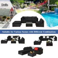 Costway 6PCS Outdoor Patio Rattan Furniture Set Cushioned Sectional Sofa NavyBlackTurquoise -Outdoor Deals Garden Store GUEST 913d6324 4a1a 40a4 b6a4 1f4679f4a0a8