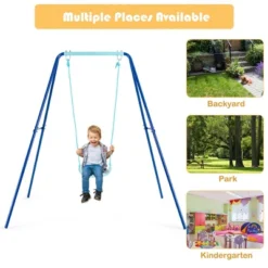 Costway Outdoor Kids Swing Set Heavy Duty Metal A-Frame W/ Ground Stakes -Outdoor Deals Garden Store GUEST 9150fb7d 4c92 4ee2 a5d4 e41f79b18fb6