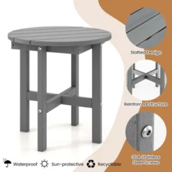 Costway Patio 18'' Adirondack Round Side Table All Weather HDPE End Table Outdoor Grey 14 Costway Patio 18'' Adirondack Round Side Table All Weather HDPE End Table Outdoor Grey -Outdoor Deals Garden Store GUEST 917fba26 f4da 4ba7 a9a7 6fa9f7be3ccd