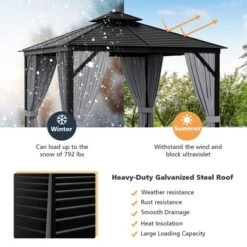 Costway 10' X 10' Patio Double-Top Hardtop Gazebo Galvanized Steel Roof Aluminum Frame -Outdoor Deals Garden Store GUEST 91d9adcc a51d 46a0 8c7b 270ba226dec9