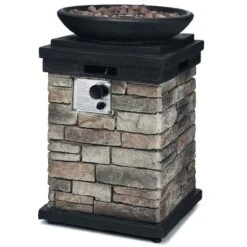 Costway Patio Propane Burning Fire Bowl Column W/ Lava Rocks & Cover 40,000 BTU -Outdoor Deals Garden Store GUEST 92033a18 97ab 4b45 b5ce da804f192ea4