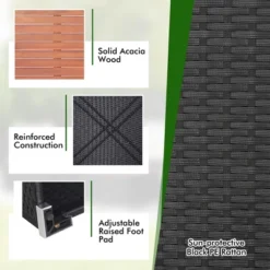 Costway 5PCS Patio Rattan Furniture Set Acacia Wood Table Top Sofa Cushion Deck -Outdoor Deals Garden Store GUEST 92326029 a92e 494f 9f94 05faafe1d557