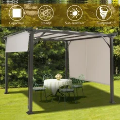 Costway 10' X 10' Pergola Kit Metal Frame Gazebo &Canopy Cover Patio Furniture Shelter -Outdoor Deals Garden Store GUEST 925a7f4e 8c77 4a8f a09a 231ba7d86fb3