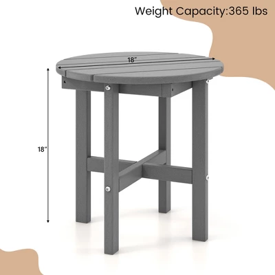 Costway Patio 18'' Adirondack Round Side Table All Weather HDPE End Table Outdoor Grey 2 Costway Patio 18'' Adirondack Round Side Table All Weather HDPE End Table Outdoor Grey - Image 2