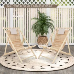 Costway Patio Outdoor Adjustable Folding Wood Sling Chair Reclining Lounge Assembly Free -Outdoor Deals Garden Store GUEST 92a7c29e 75c4 4990 96e1 e2d0278ae54e