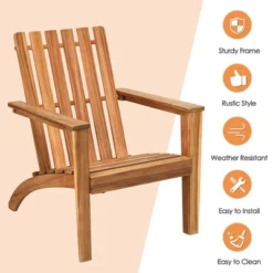 Costway 4PCS Outdoor Wooden Adirondack Chair Patio Lounge Chair W/ Armrest Natural 15 Costway 4PCS Outdoor Wooden Adirondack Chair Patio Lounge Chair W/ Armrest Natural -Outdoor Deals Garden Store GUEST 92b52542 c787 461e b3cb 6da9999a6a55