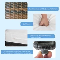 Costway 4PCS Patio Rattan Acacia Wood Furniture Set Cushion Sofa Armrest Deck -Outdoor Deals Garden Store GUEST 92fd14de 0c9d 40c3 9005 10cd1cfee877