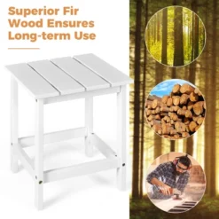 Costway 3PCS Patio Adirondack Chair Side Table Set Solid Wood Garden Deck White -Outdoor Deals Garden Store GUEST 936012e9 05f2 4569 b67a 6a63632a7616