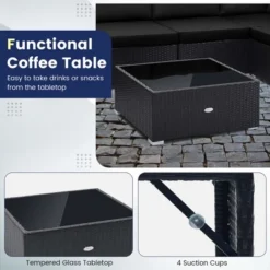 Costway 10 PCS Patio Rattan Furniture Set Outdoor Wicker Sofa Table Cushioned Seat Black/Brown -Outdoor Deals Garden Store GUEST 9366e4af 9caf 41d1 98f8 c5dd506c92d3