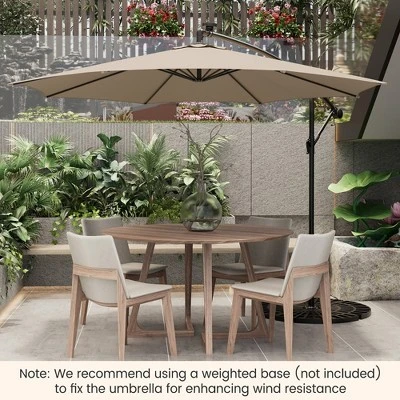 Costway 10FT Patio Solar-Lighted 112 LED Cantilever Offset Umbrella Crank Tilt Outdoor 1 Costway 10FT Patio Solar-Lighted 112 LED Cantilever Offset Umbrella Crank Tilt Outdoor