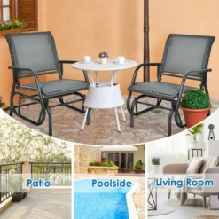 Costway 2PCS Patio Swing Glider Chair Single Rocking Chair Yard Outdoor Grey -Outdoor Deals Garden Store GUEST 945c7e79 ba79 48ef abde 3b52ad8e6745