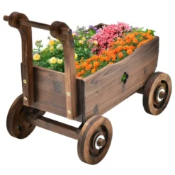 Decorative Wagon Cart Plant Flower Pot Stand Wooden Raised Garden Planter Box 17 Decorative Wagon Cart Plant Flower Pot Stand Wooden Raised Garden Planter Box -Outdoor Deals Garden Store GUEST 948da782 feb1 45f5 85f6 cbbc231d613a