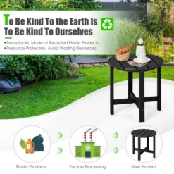 Costway 18'' Patio Round Adirondack Side Table Weather Resistant HDPE Garden -Outdoor Deals Garden Store GUEST 95066687 91b0 4222 aaff 87506bcac206