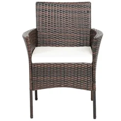 Costway Patio Rattan Arm Dining Chair Cushioned Sofa Furniture Brown -Outdoor Deals Garden Store GUEST 96021e1c 3e7a 49be 84f9 5a1c1fab2347