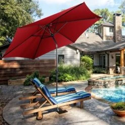 Costway 10FT Patio Umbrella 6 Ribs Market Steel Tilt W/ Crank Outdoor Garden Burgundy -Outdoor Deals Garden Store GUEST 96461efb 47d2 477e 9c4a 6825d670e69b