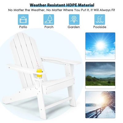 Costway 2PCS Patio Adirondack Chair Side Table Set Weather Resistant Cup Holder 4 Costway 2PCS Patio Adirondack Chair Side Table Set Weather Resistant Cup Holder - Image 4