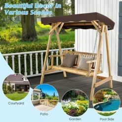 Costway 2 Person Wooden Garden Canopy Swing A-frame With Weather-resistant Canopy -Outdoor Deals Garden Store GUEST 96b4e46d 473b 4f10 ad9d 8de76fd2dfe9