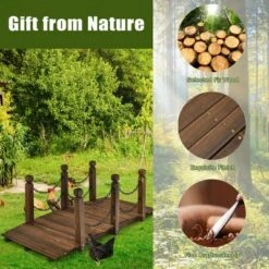 Costway 5 Ft Wooden Garden Bridge Arc Footbridge Stained Finish Walkway W/Rails -Outdoor Deals Garden Store GUEST 96d0c4e9 b44c 4b6f 85ba d89ef2f6198d