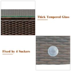 Costway 3PCS Patio Rattan Outdoor Furniture Set W/ Cushioned Sofa Coffee Table -Outdoor Deals Garden Store GUEST 9705db03 7831 441c a787 01fa4ad921af