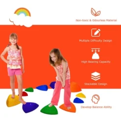 Costway 11pcs Kids Balance Stepping Stones W/ Non-Slip Bottom Indoor & Outdoor Toy -Outdoor Deals Garden Store GUEST 9810a03a d966 4718 add6 5ce3eb4fae41