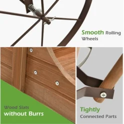 Costway Garden Plant Planter Wooden Wagon Planter W/ Wheel Garden Yard -Outdoor Deals Garden Store GUEST 982d514c 7f19 4286 ad2c 7be1d25e16f3