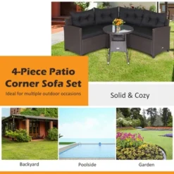Costway 4PCS Patio Rattan Furniture Set Cushioned Sofa Glass Table Garden 17 Costway 4PCS Patio Rattan Furniture Set Cushioned Sofa Glass Table Garden -Outdoor Deals Garden Store GUEST 990416cd e4e9 4f72 b0fe 609cc6aae115