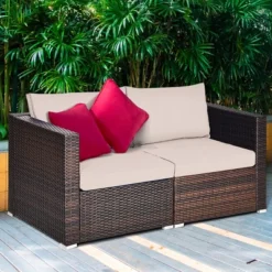 Costway 2PCS Patio Rattan Corner Sofa Sectional Furniture Cushion -Outdoor Deals Garden Store GUEST 994c1a04 3aa1 4239 a556 25b8074213fb 1