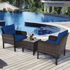 Costway 3PCS Outdoor Rattan Conversation Set Patio Garden Cushioned Sofa Chair -Outdoor Deals Garden Store GUEST 999bacf0 c892 4f31 883d e1cf259763ae