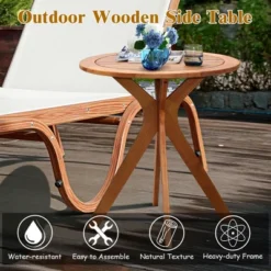 Costway 27'' Outdoor Round Table Solid Wood Coffee Side Bistro Table -Outdoor Deals Garden Store GUEST 9a6f1a15 085b 4285 8a4c 4584127d38a3