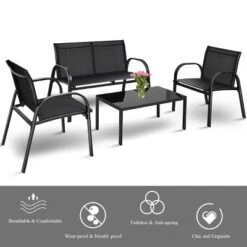 Costway 4 PCS Patio Furniture Set Sofa Coffee Table Steel Frame Garden Outdoor Deck 8 Costway 4 PCS Patio Furniture Set Sofa Coffee Table Steel Frame Garden Outdoor Deck -Outdoor Deals Garden Store GUEST 9a70895c 5c86 4e6a 925b 30d7a7657ec9