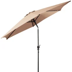 Costway 10FT Patio Umbrella 6 Ribs Market Steel Tilt W/Crank Outdoor Garden Beige