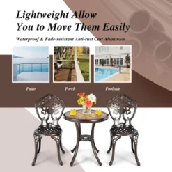 Costway 3PCS Patio Bistro Set Round Table Chairs All Weather Cast Aluminum Yard -Outdoor Deals Garden Store GUEST 9bc334ba 6bed 4c0a b3a9 f65f68002fe5