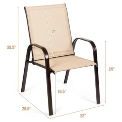Costway 4PCS Patio Chairs Garden Deck Yard With Armrest Brown/Beige/Gray