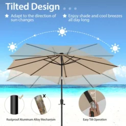 Costway 10 FT 112 LED Solar-Lighted Patio Table Market Umbrella Crank Tilt Outdoor Beige/Coffee/Navy/Wine -Outdoor Deals Garden Store GUEST 9c23c004 fbaf 4976 abd9 3fee7c6bee1c