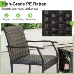 Costway 3 PCS Patio Conversation Set Wicker Chair Tempered Glass Table Cushioned Seat -Outdoor Deals Garden Store GUEST 9c3b160d 69ea 4a15 955d 49d7688b9f77