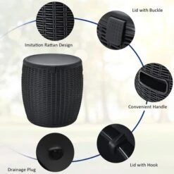 Costway 9.5 Gallon 4-in-1 Patio Rattan Cool Bar Cocktail Table Side Table BrownBlack -Outdoor Deals Garden Store GUEST 9d471f60 6a42 45fb 8bef 2e09b4cdf843