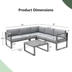 Costway 4PCS Patio Furniture Set Aluminum Frame Loveseat Coffee Table Cushions Deck Grey -Outdoor Deals Garden Store GUEST 9de0c9d3 4b7e 42cc 9d7b 2ce69e2ae27b