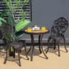 Costway 3PCS Patio Bistro Set Round Table Chairs All Weather Cast Aluminum Yard